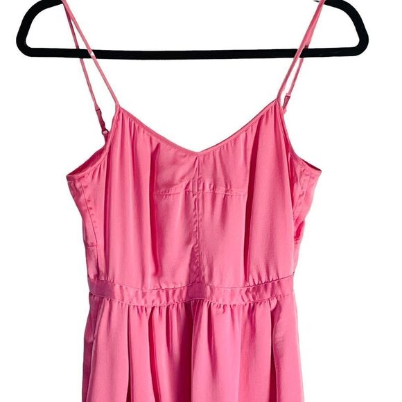 𝅺ARITZIA Talula Pink Satin Feel Hilo High Low Spaghetti Strap Dress Size 2 - Picture 5 of 11